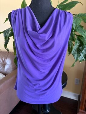 Beautiful deep purple sleeveless top w/draped cowl neckline - Medium